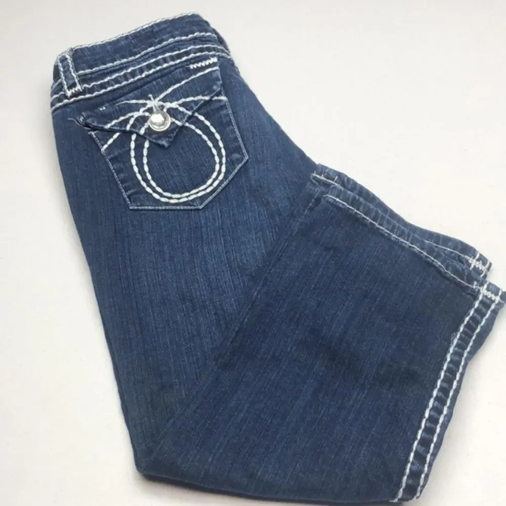 LIKE NEW VINTAGE L.A. IDOL CROP JEANS 31x18 CRYSTALS 💎